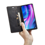 AUTSPACE A01 Series RFID Blocking Retro Matte Leather Case Wallet for Xiaomi Redmi Note 8 Pro