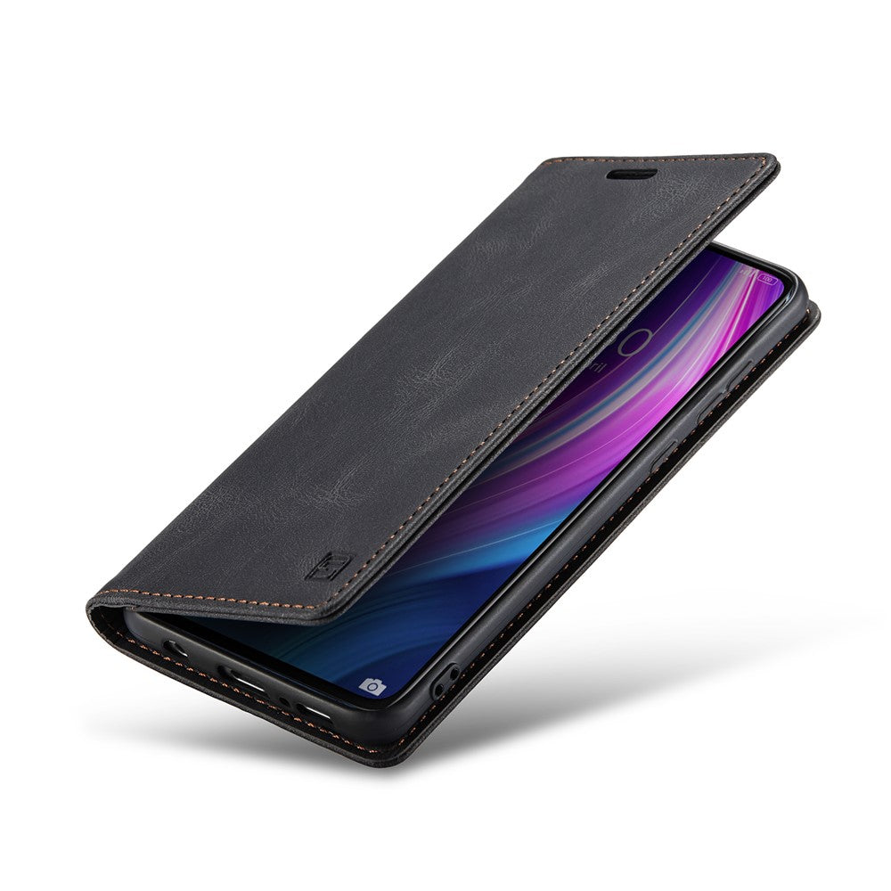 AUTSPACE A01 Series RFID Blocking Retro Matte Leather Case Wallet for Xiaomi Redmi Note 8 Pro