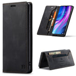 AUTSPACE A01 Series RFID Blocking Retro Matte Leather Case Wallet for Xiaomi Redmi Note 8 Pro
