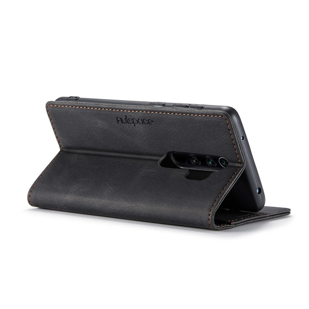 AUTSPACE A01 Series RFID Blocking Retro Matte Leather Case Wallet for Xiaomi Redmi Note 8 Pro