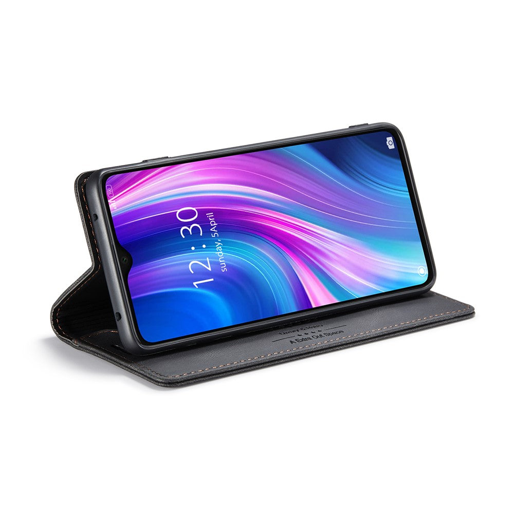 AUTSPACE A01 Series RFID Blocking Retro Matte Leather Case Wallet for Xiaomi Redmi Note 8 Pro