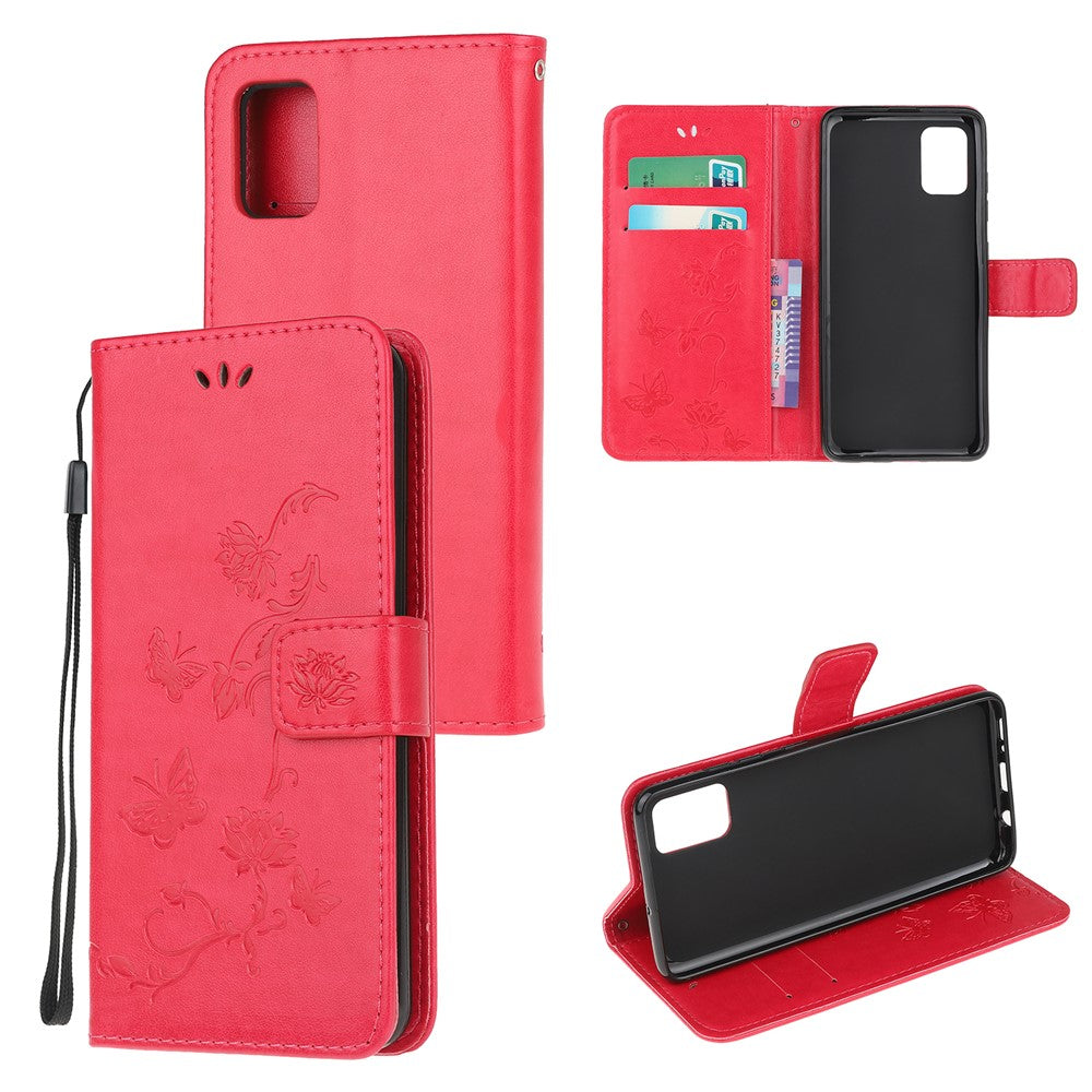 Imprint Butterfly Flowers Design Leather Wallet Phone Cover for Xiaomi Poco M3