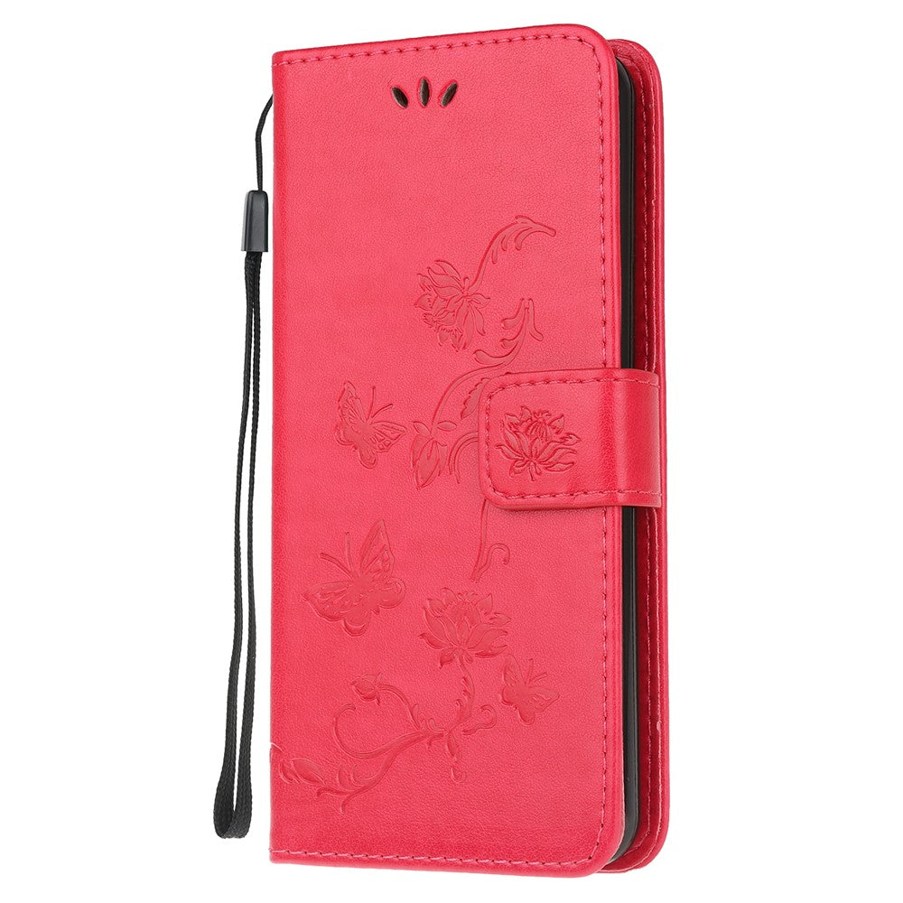 Imprint Butterfly Flowers Design Leather Wallet Phone Cover for Xiaomi Poco M3