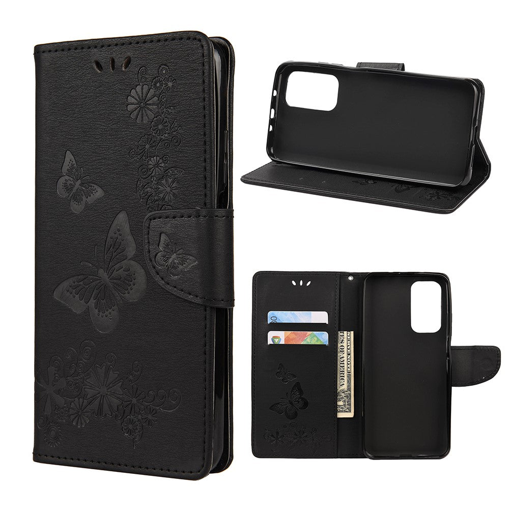 Imprint Butterfly Pattern Leather Wallet Phone Shell for Xiaomi Mi 10T 5G / Mi 10T Pro 5G / Redmi K30S