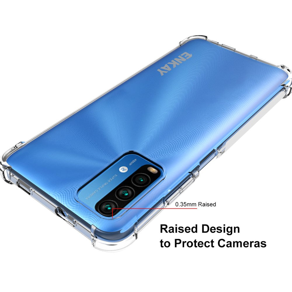 ENKAY Clear TPU Cover for Xiaomi Redmi Note 9 4G (Qualcomm Snapdragon 662)/9 Power/Redmi 9T Antislip 4 Corners Thickened Shockproof Case