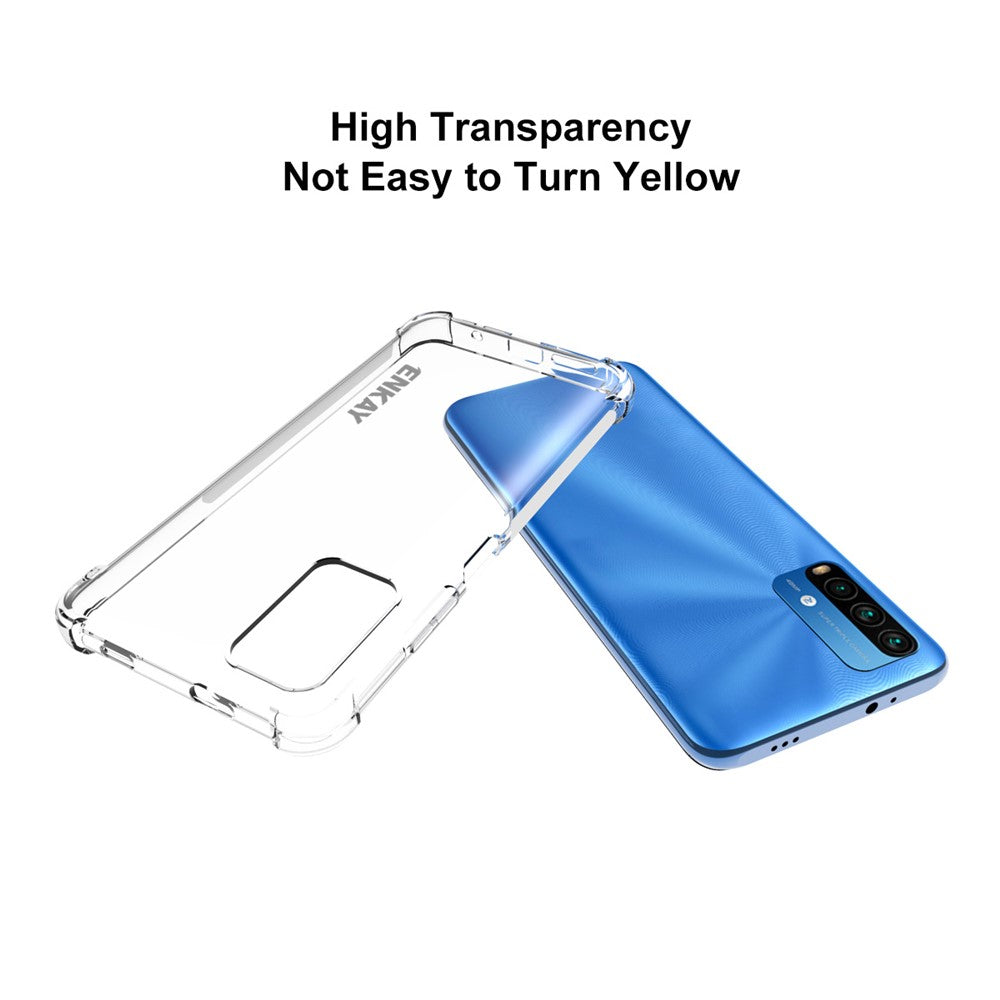 ENKAY Clear TPU Cover for Xiaomi Redmi Note 9 4G (Qualcomm Snapdragon 662)/9 Power/Redmi 9T Antislip 4 Corners Thickened Shockproof Case