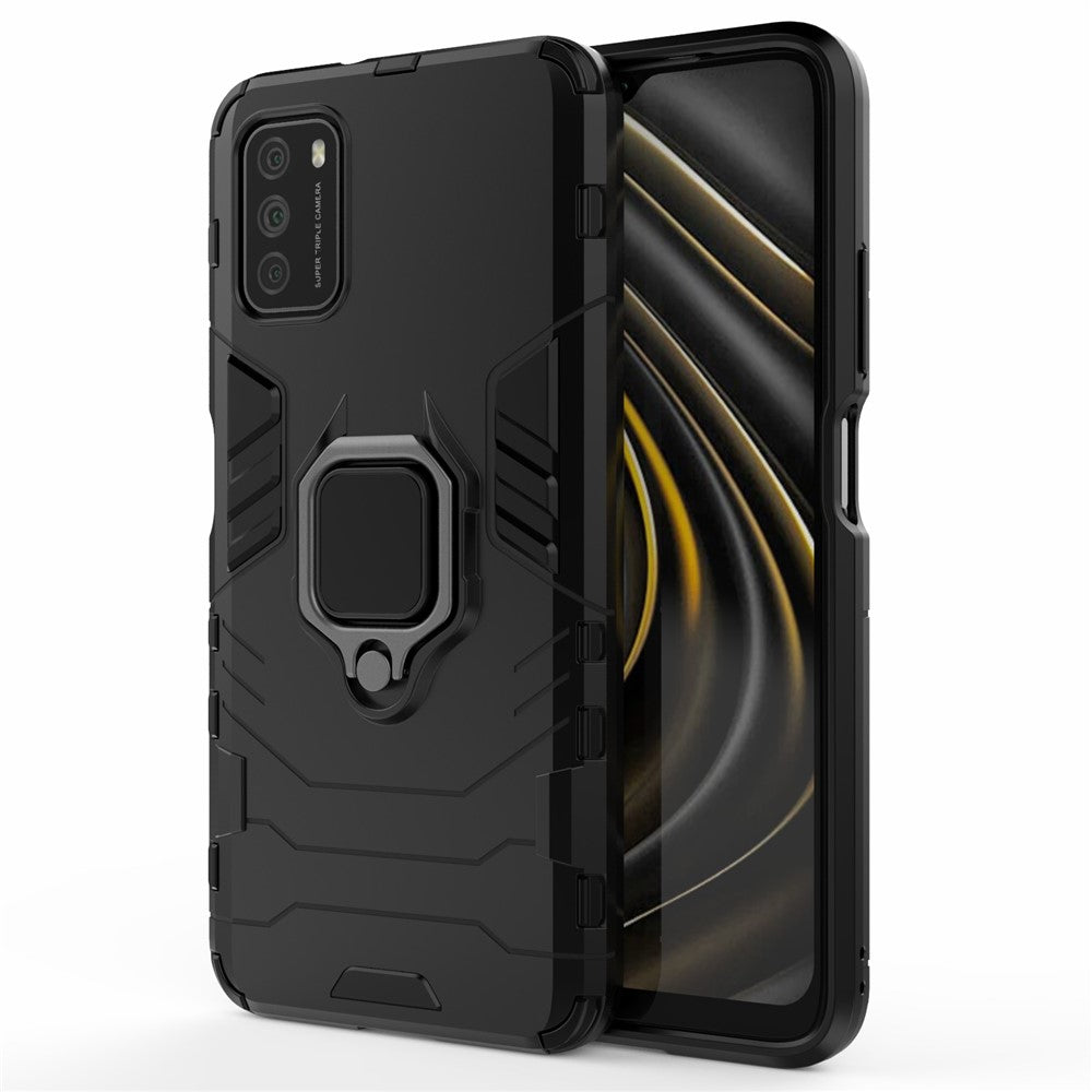 Xiaomi Poco M3 Cool Guard PC + TPU Hybrid Mobilskal med Hopfällbart Stativ