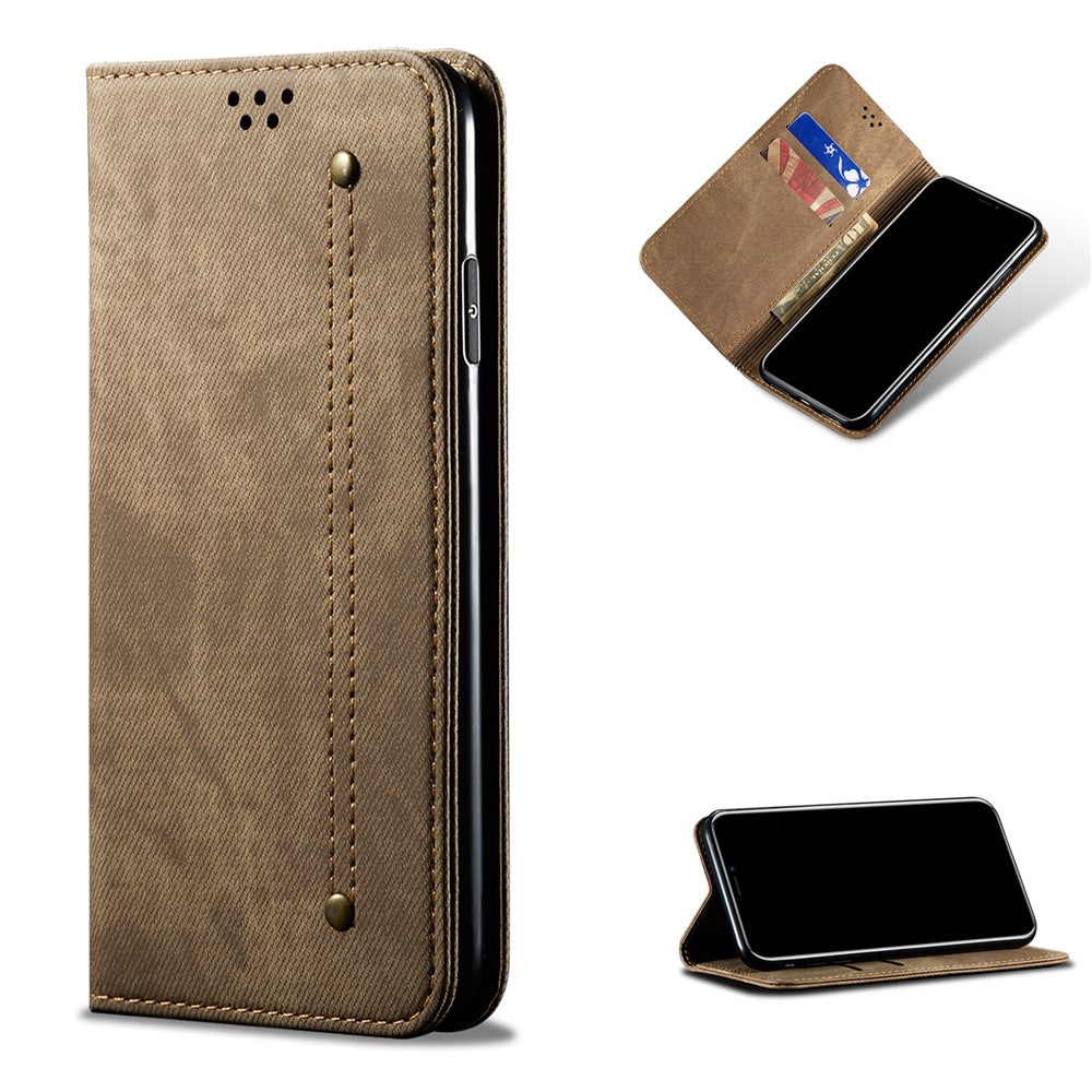 Jeans Cloth Surface Wallet Design Leather Cell Phone Protective Cover for Xiaomi Redmi Note 9 5G/Note 9T 5G