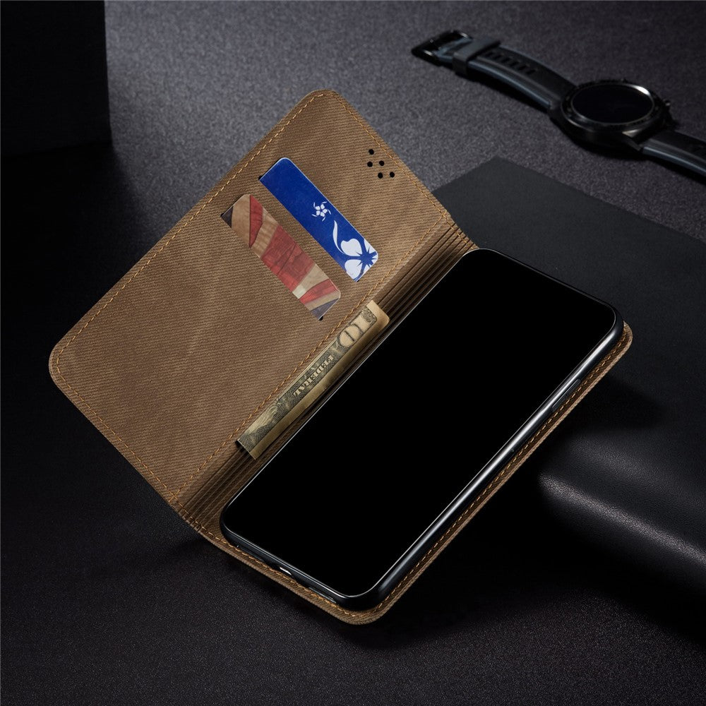 Jeans Cloth Surface Wallet Design Leather Cell Phone Protective Cover for Xiaomi Redmi Note 9 5G/Note 9T 5G