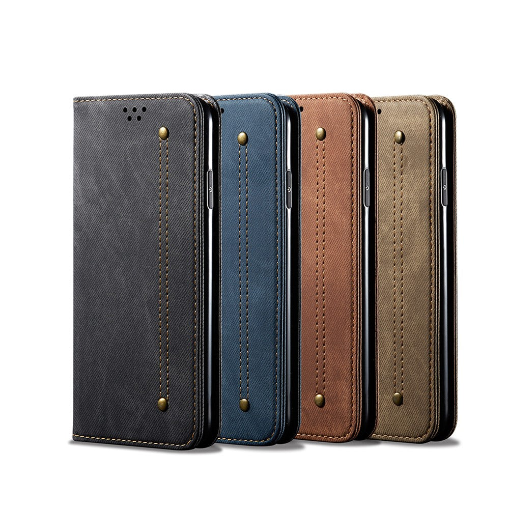 Jeans Cloth Surface Wallet Design Leather Cell Phone Protective Cover for Xiaomi Redmi Note 9 5G/Note 9T 5G