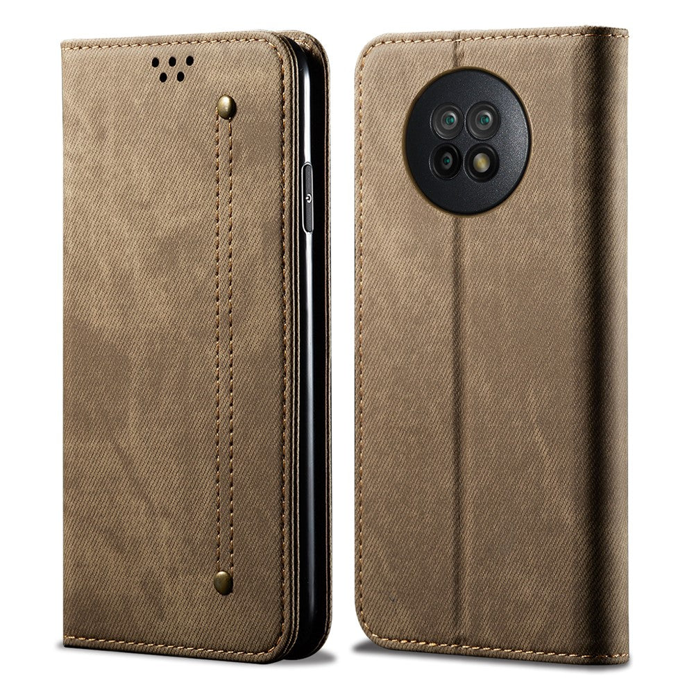Jeans Cloth Surface Wallet Design Leather Cell Phone Protective Cover for Xiaomi Redmi Note 9 5G/Note 9T 5G