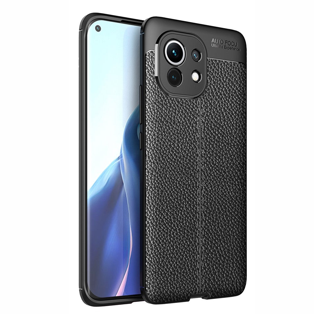 Four Corner Cushion Litchi Texture Soft TPU Protector for Xiaomi Mi 11 Mobile Phone Cover