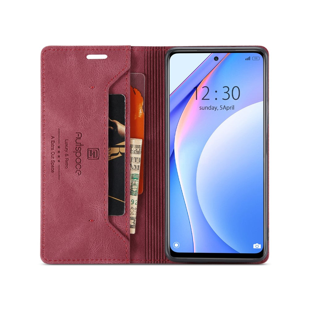 AUTSPACE A01 Series RFID Blocking Retro Matte Leather Case Wallet for Xiaomi Mi 10T Lite 5G/ Mi 10i 5G/Note 9 Pro 5G