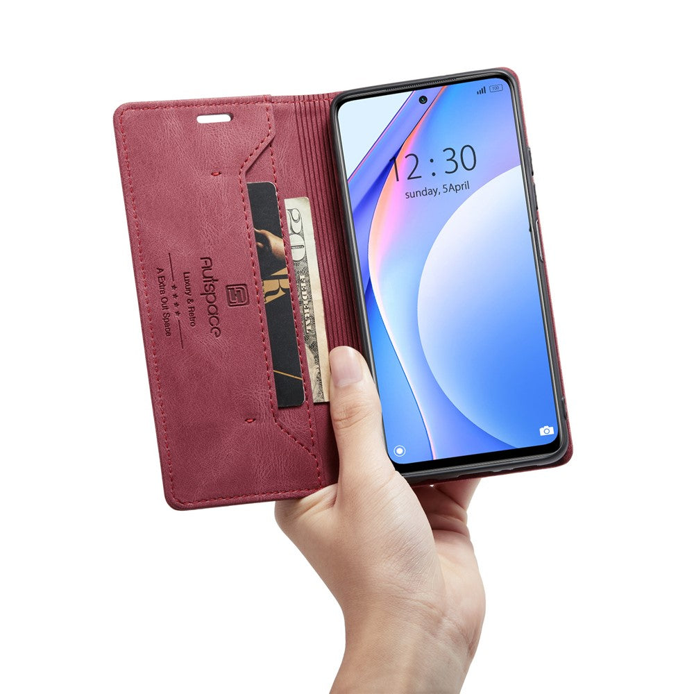 AUTSPACE A01 Series RFID Blocking Retro Matte Leather Case Wallet for Xiaomi Mi 10T Lite 5G/ Mi 10i 5G/Note 9 Pro 5G