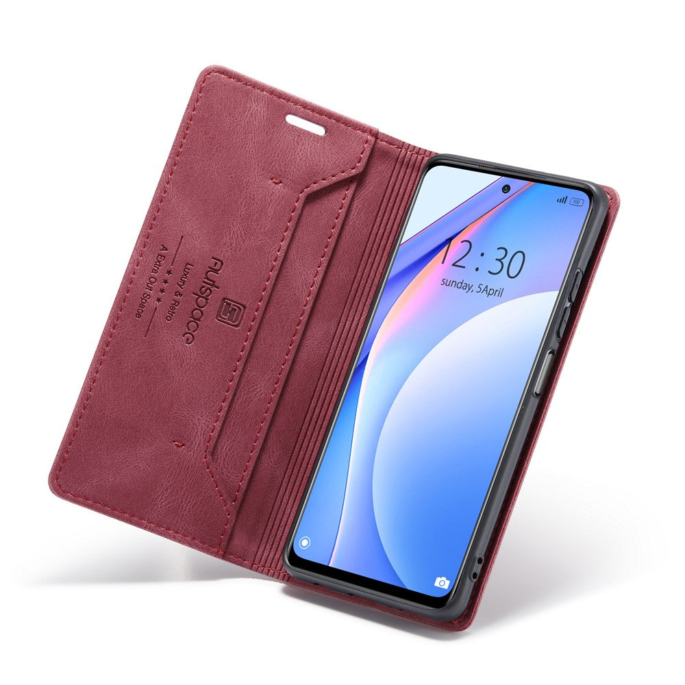 AUTSPACE A01 Series RFID Blocking Retro Matte Leather Case Wallet for Xiaomi Mi 10T Lite 5G/ Mi 10i 5G/Note 9 Pro 5G
