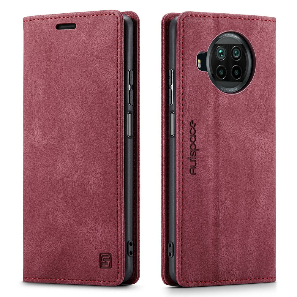 AUTSPACE A01 Series RFID Blocking Retro Matte Leather Case Wallet for Xiaomi Mi 10T Lite 5G/ Mi 10i 5G/Note 9 Pro 5G