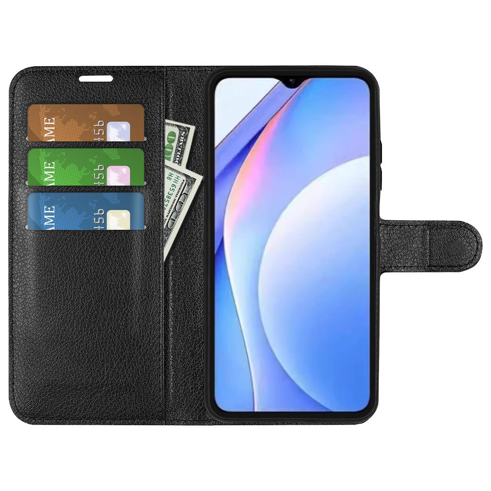 Litchi Texture Folio Flip Leather Phone Cover for Xiaomi Redmi Note 9 4G (Qualcomm Snapdragon 662) / Redmi 9 Power / Redmi 9T