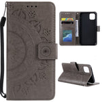 Imprinted Mandala Flower Wallet Leather Case with Strap for Xiaomi Mi 11