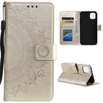 Imprinted Mandala Flower Wallet Leather Case with Strap for Xiaomi Mi 11