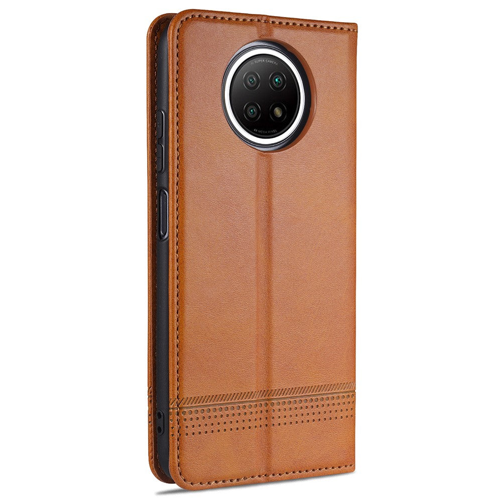AZNS Läderplånbok med automatisk sugfunktion och mobilstativ för Xiaomi Redmi Note 9 5G/Redmi Note 9T 5G