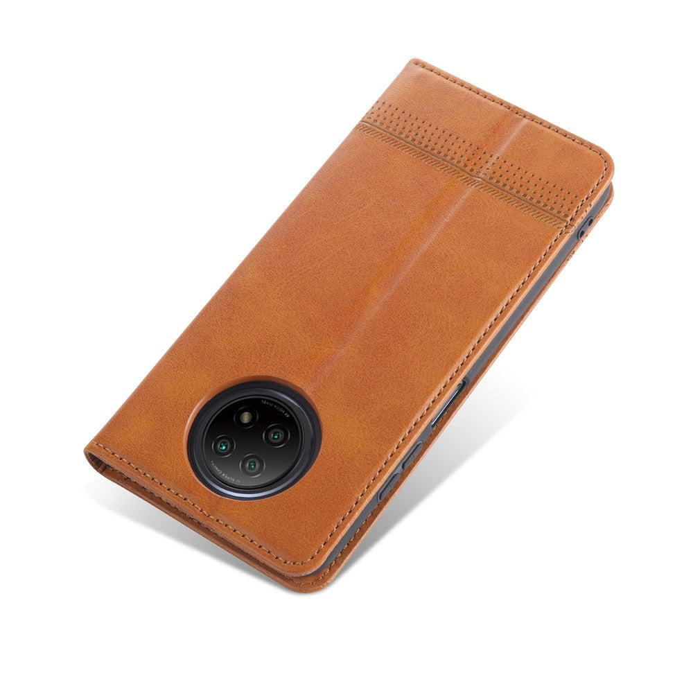 AZNS Läderplånbok med automatisk sugfunktion och mobilstativ för Xiaomi Redmi Note 9 5G/Redmi Note 9T 5G