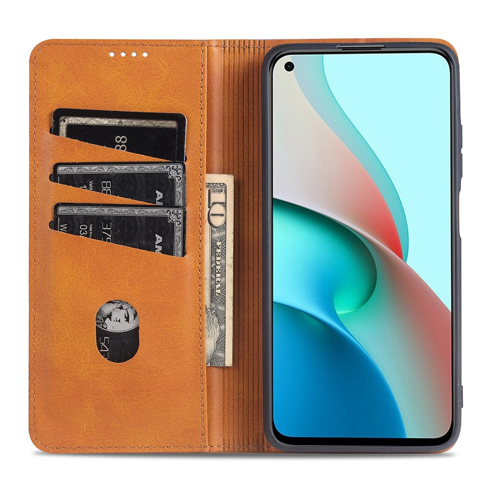 AZNS Läderplånbok med automatisk sugfunktion och mobilstativ för Xiaomi Redmi Note 9 5G/Redmi Note 9T 5G