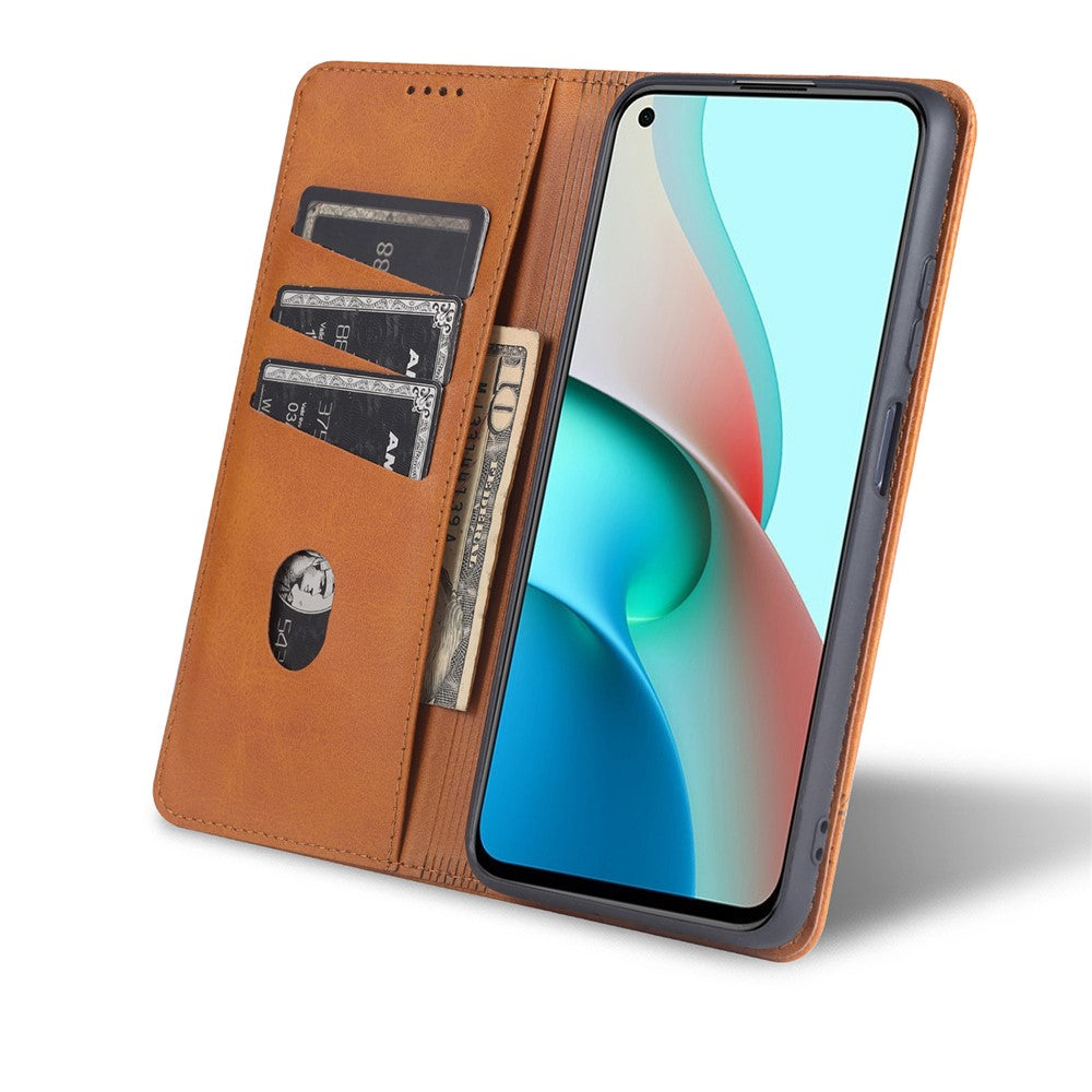 AZNS Läderplånbok med automatisk sugfunktion och mobilstativ för Xiaomi Redmi Note 9 5G/Redmi Note 9T 5G