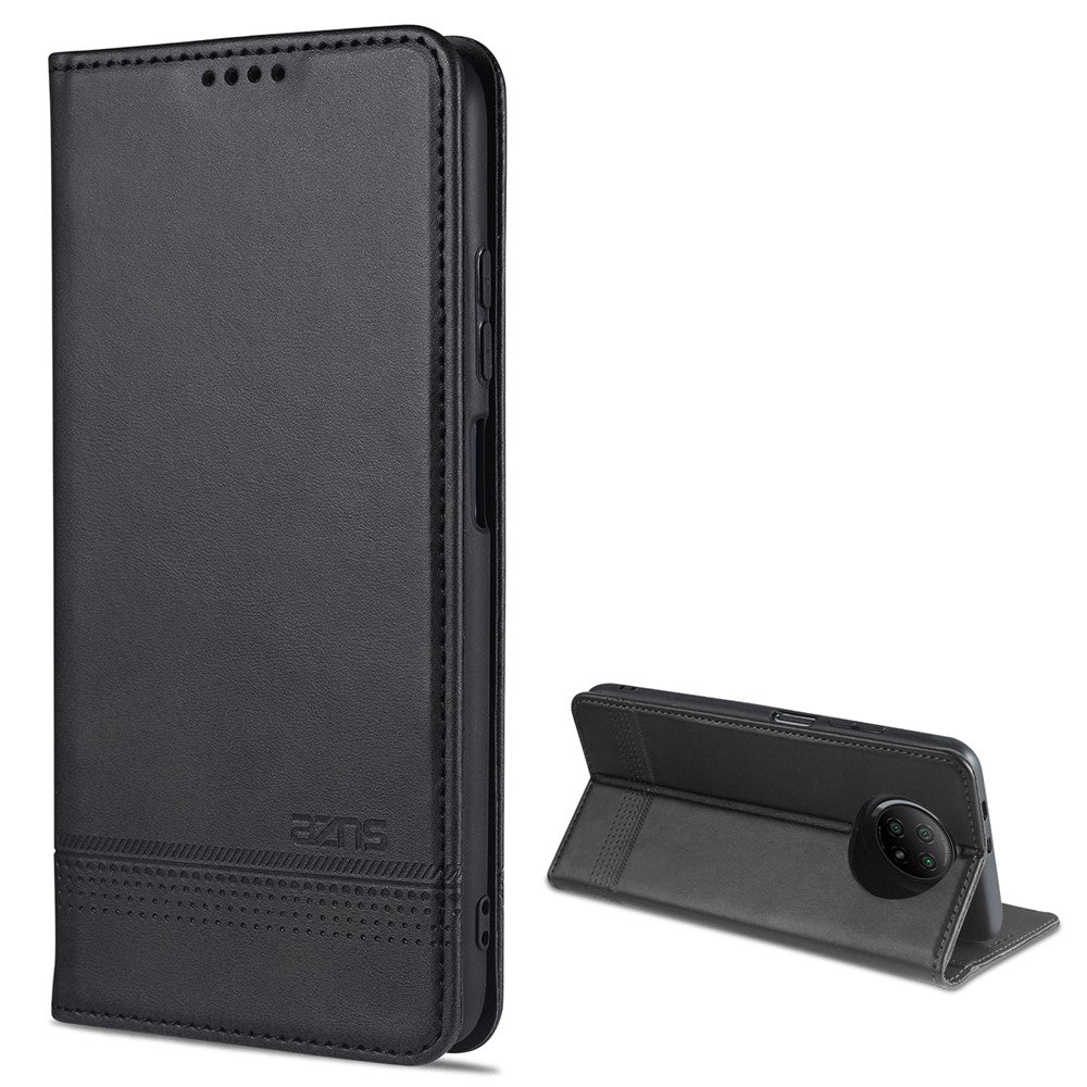 AZNS Läderplånbok med automatisk sugfunktion och mobilstativ för Xiaomi Redmi Note 9 5G/Redmi Note 9T 5G