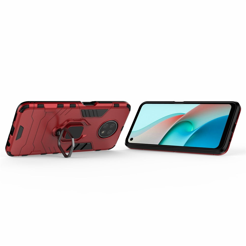 PC + TPU Hybrid Shell Finger Ring Holder Kickstand Case for Xiaomi Redmi Note 9 5G/Redmi Note 9T 5G