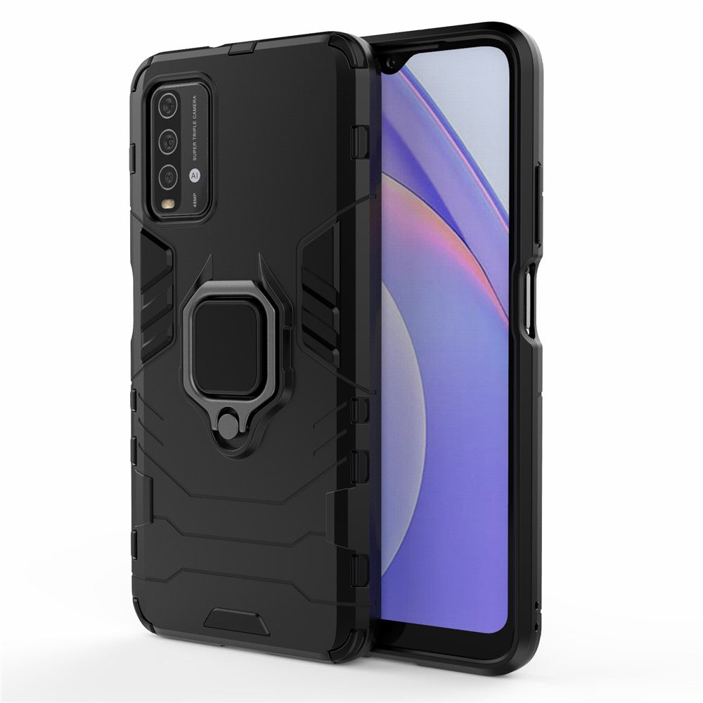 PC TPU Hybrid Finger Ring Holder Kickstand Case for Xiaomi Redmi Note 9 4G (Qualcomm Snapdragon 662)/9 Power/9T