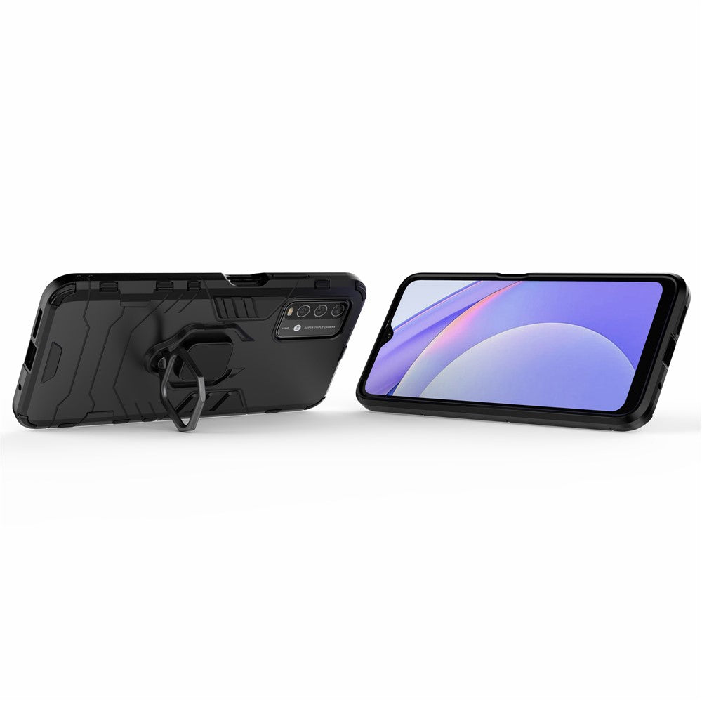 PC TPU Hybrid Finger Ring Holder Kickstand Case for Xiaomi Redmi Note 9 4G (Qualcomm Snapdragon 662)/9 Power/9T