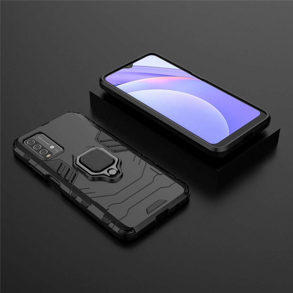 PC TPU Hybrid Finger Ring Holder Kickstand Case for Xiaomi Redmi Note 9 4G (Qualcomm Snapdragon 662)/9 Power/9T