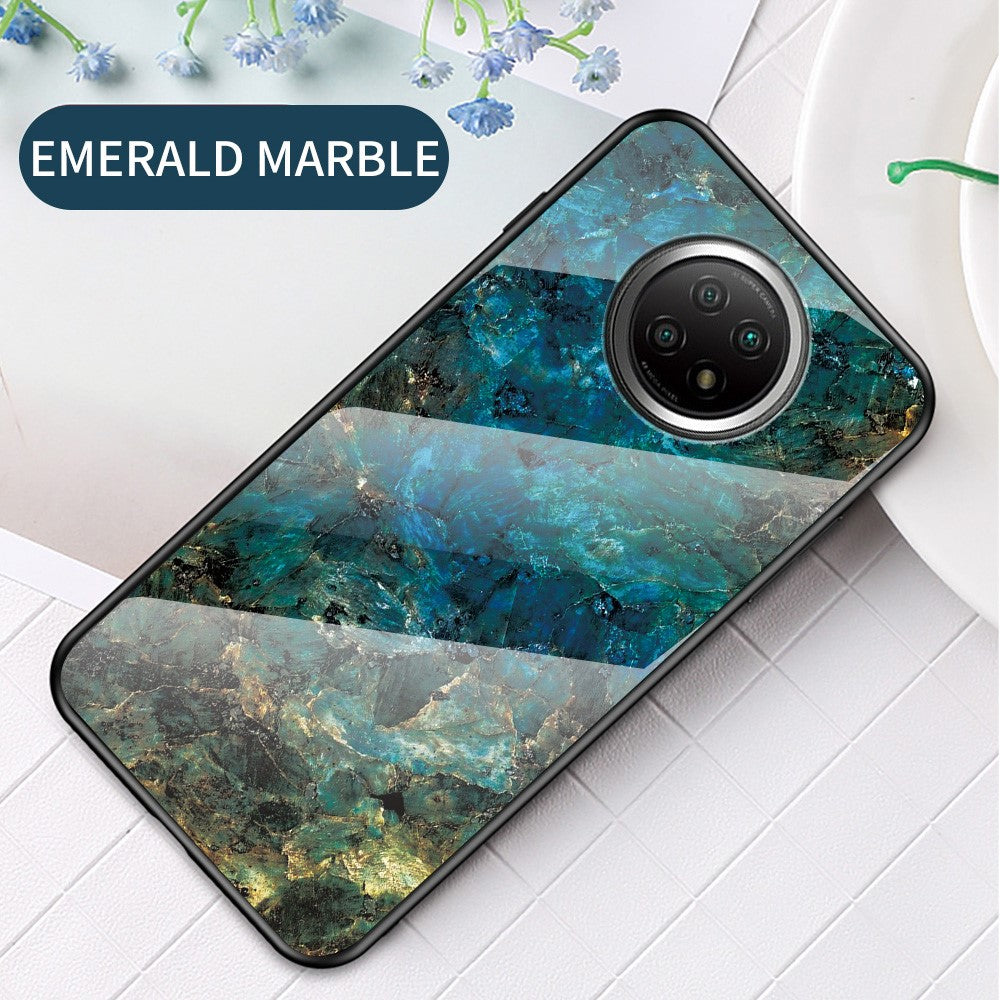 Drop-proof Wear and Scratch Resistant Marbling Pattern Tempered Glass Cell Phone Cover for Xiaomi Redmi Note 9T 5G/Note 9 5G