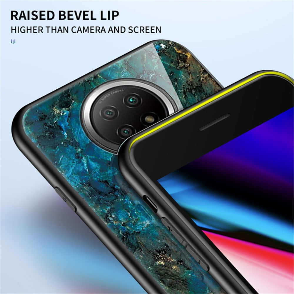 Drop-proof Wear and Scratch Resistant Marbling Pattern Tempered Glass Cell Phone Cover for Xiaomi Redmi Note 9T 5G/Note 9 5G
