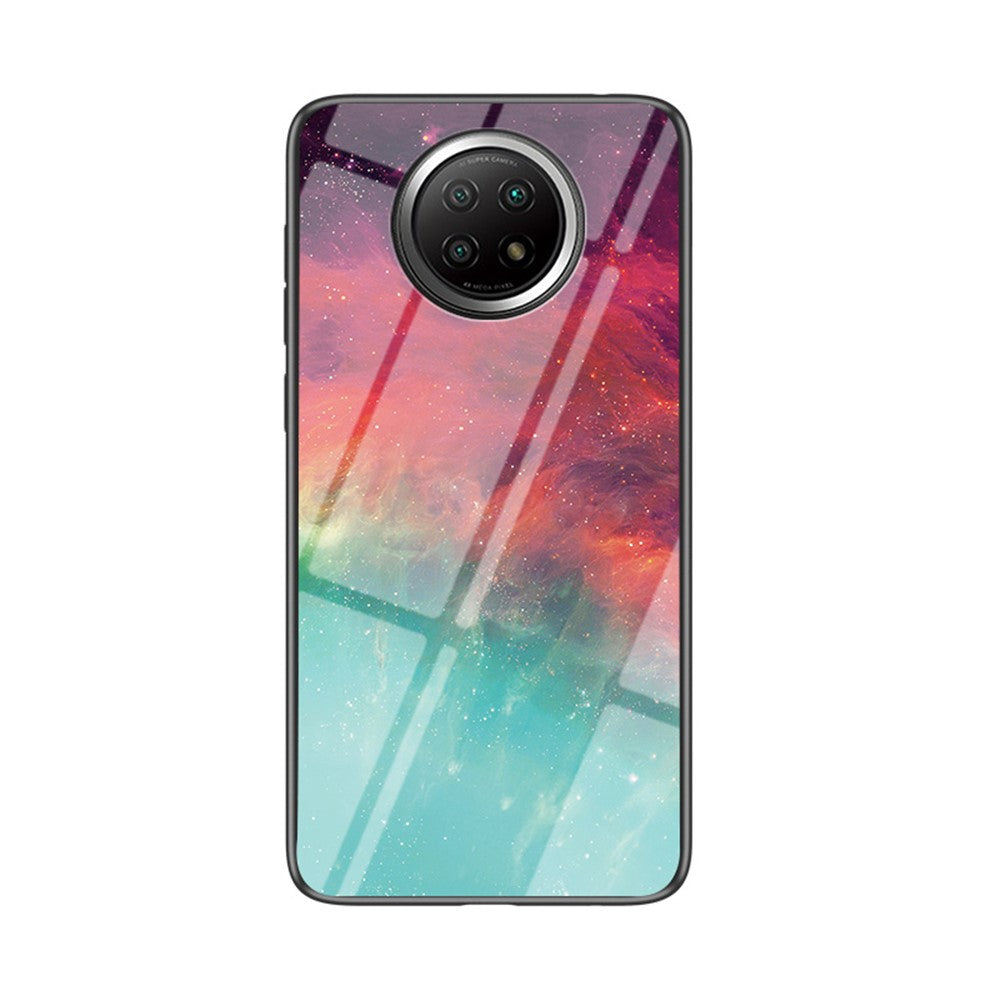 Lightweight Soft TPU Edge Tempered Glass Back Cover Phone Shell with Starry Sky Pattern for Xiaomi Redmi Note 9T 5G/Note 9 5G