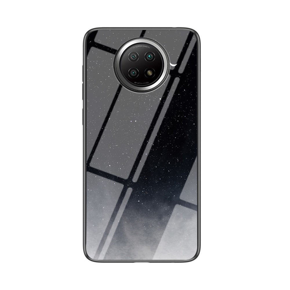 Lightweight Soft TPU Edge Tempered Glass Back Cover Phone Shell with Starry Sky Pattern for Xiaomi Redmi Note 9T 5G/Note 9 5G