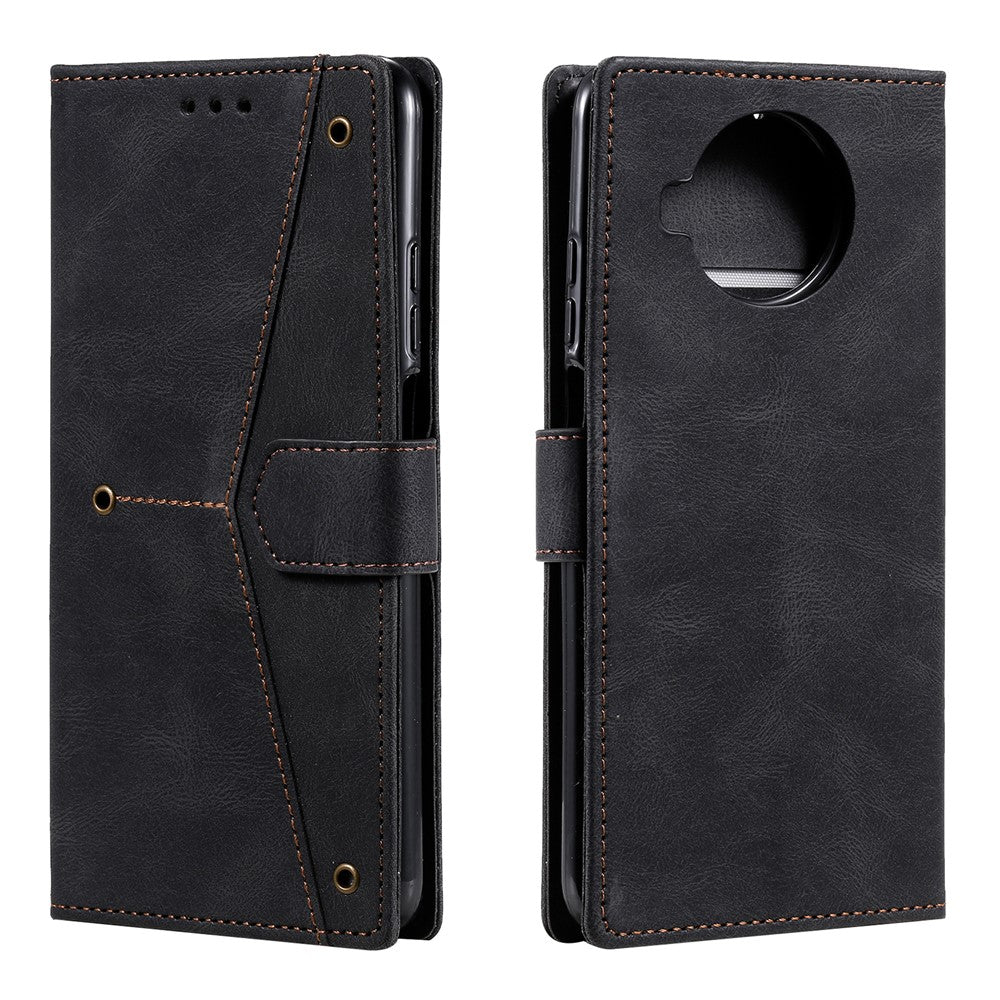 Skin-Feeling Splicing Leather Phone Protective Cover with Rivet Decor for Xiaomi Mi 10T Lite 5G