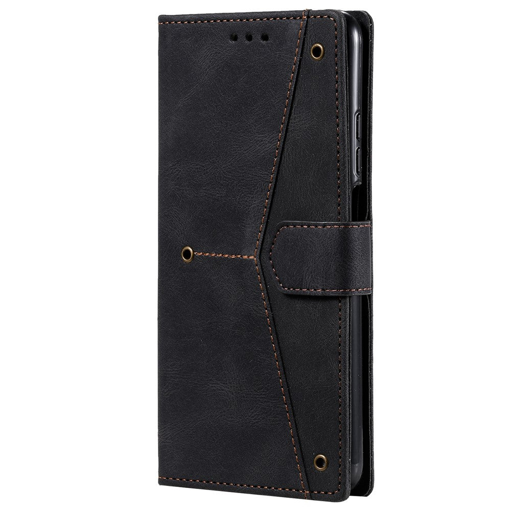 Skin-Feeling Splicing Leather Phone Protective Cover with Rivet Decor for Xiaomi Mi 10T Lite 5G