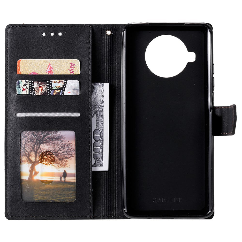 Skin-Feeling Splicing Leather Phone Protective Cover with Rivet Decor for Xiaomi Mi 10T Lite 5G