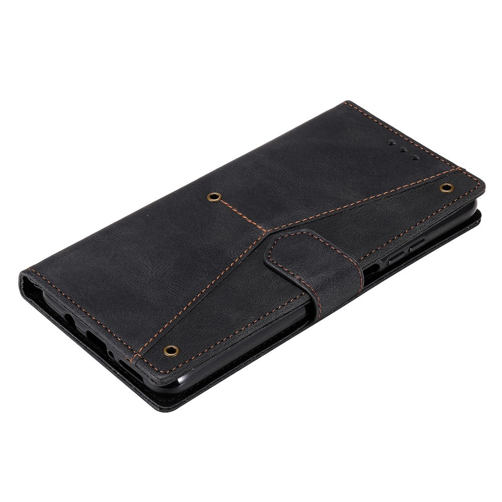 Skin-Feeling Splicing Leather Phone Protective Cover with Rivet Decor for Xiaomi Mi 10T Lite 5G