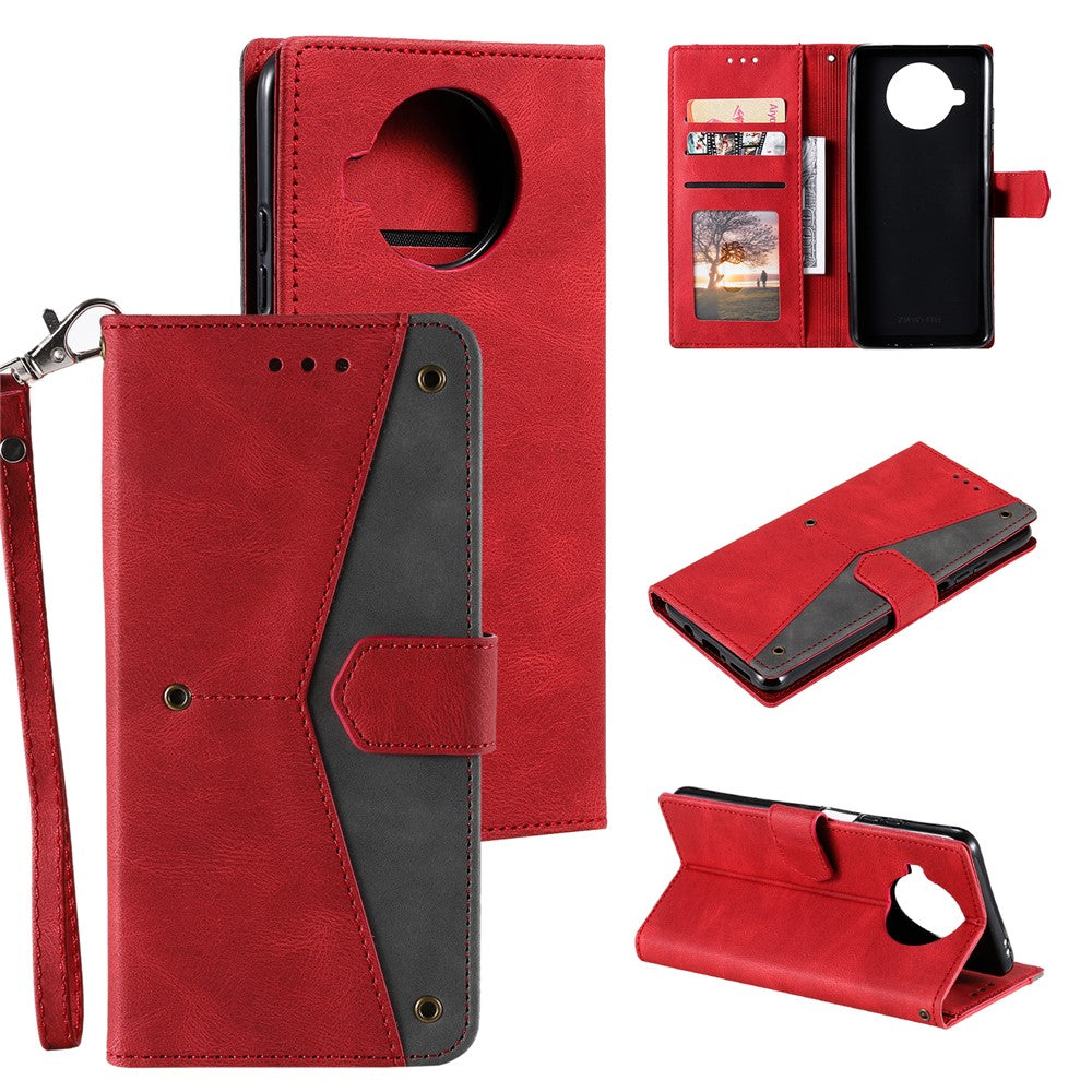 Skin-Feeling Splicing Leather Phone Protective Cover with Rivet Decor for Xiaomi Mi 10T Lite 5G