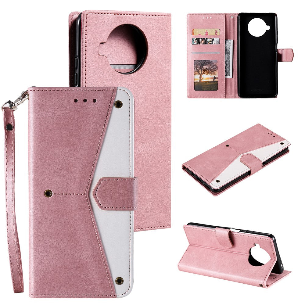 Skin-Feeling Splicing Leather Phone Protective Cover with Rivet Decor for Xiaomi Mi 10T Lite 5G