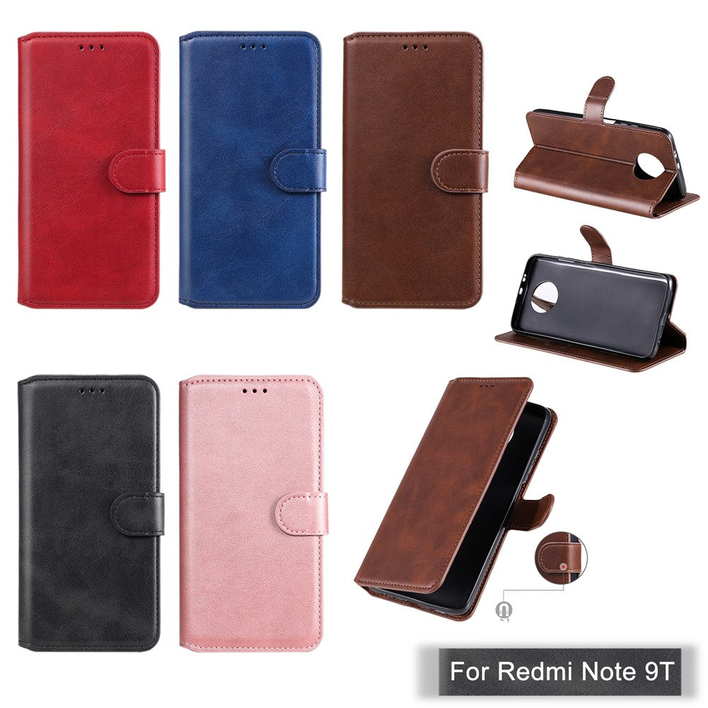 Klassiskt plånboksfodral i läder med fällfunktion för Xiaomi Redmi Note 9 5G / Redmi Note 9T 5G