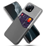 With Cloth + PU Leather Coated PC Back Cover with Back Card Holder Design for Xiaomi Mi 11