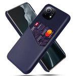 With Cloth + PU Leather Coated PC Back Cover with Back Card Holder Design for Xiaomi Mi 11