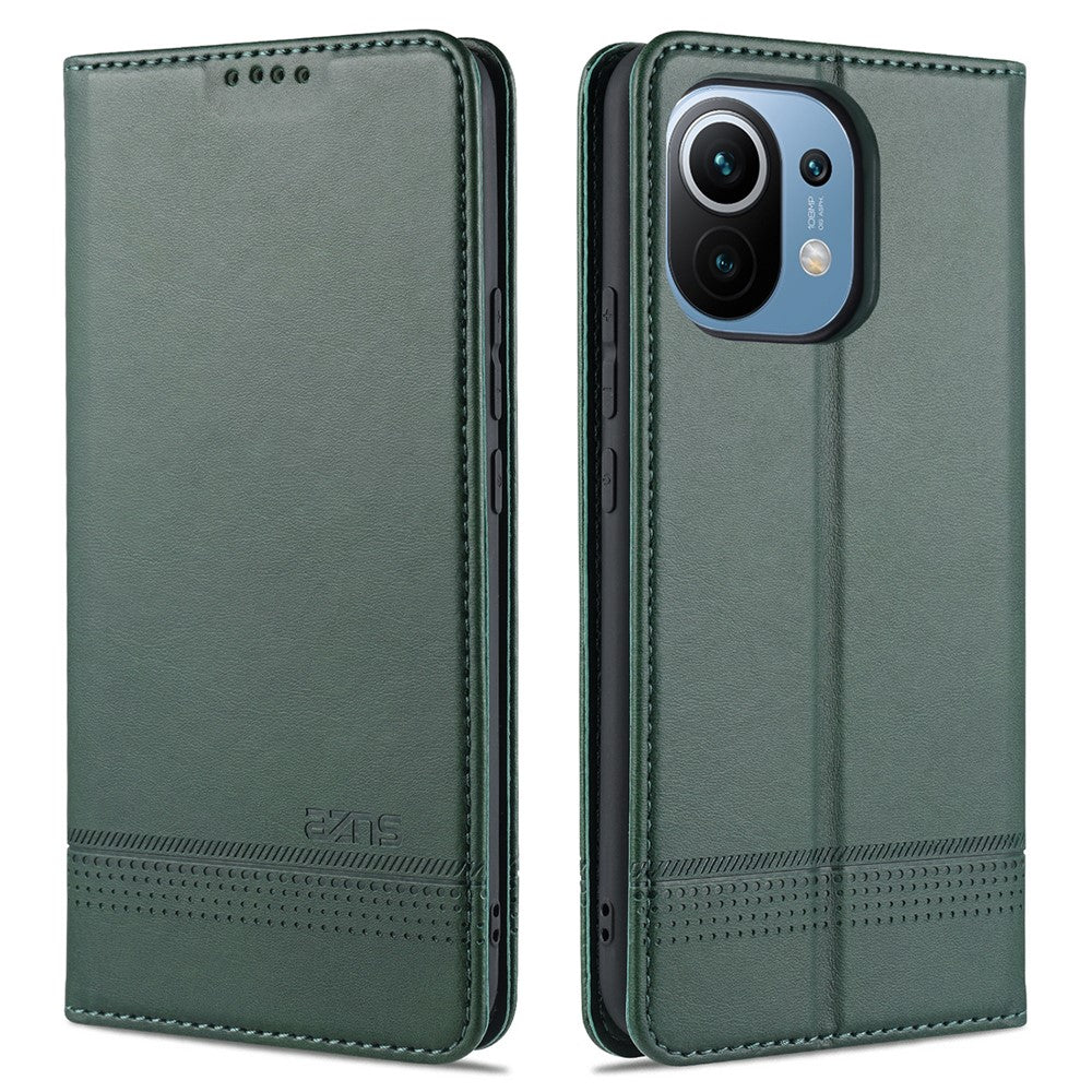 AZNS Auto-absorbed Magnetic Stand Wallet Leather Mobile Shell Case for Xiaomi Mi 11