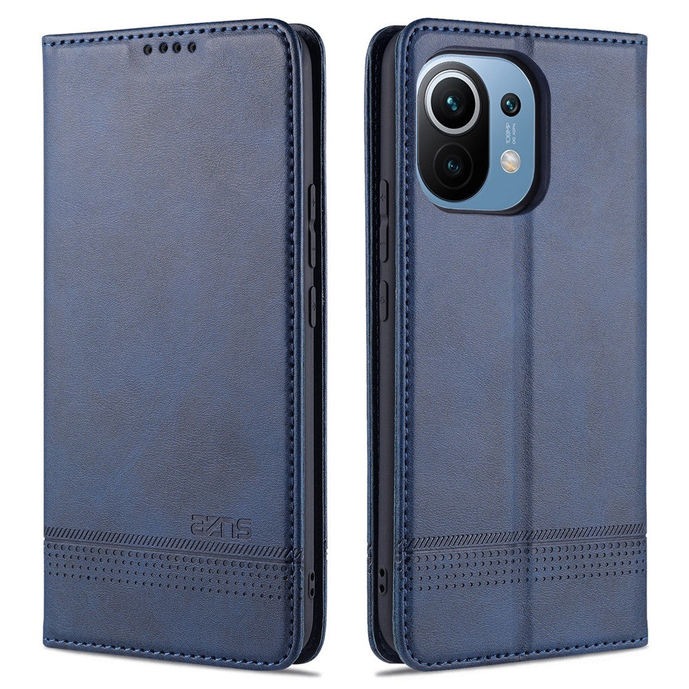 AZNS Auto-absorbed Magnetic Stand Wallet Leather Mobile Shell Case for Xiaomi Mi 11