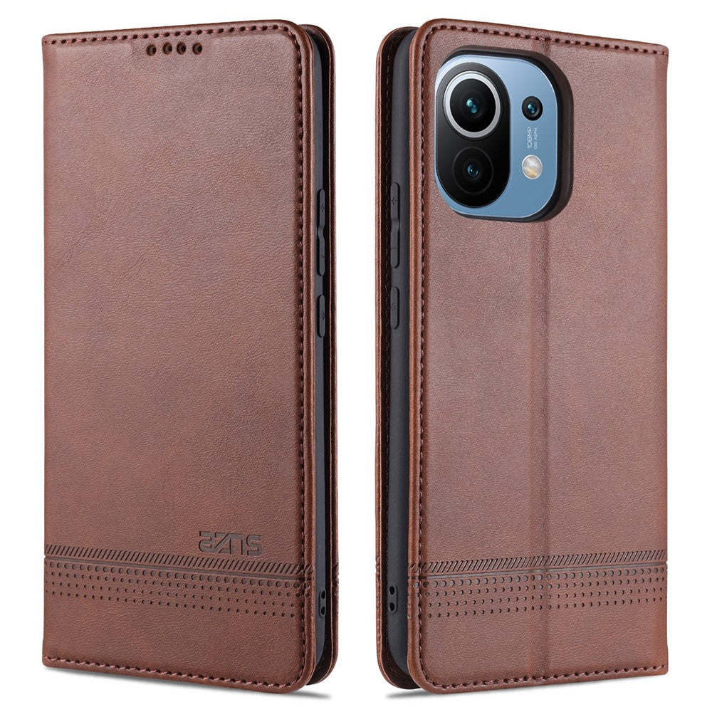 AZNS Auto-absorbed Magnetic Stand Wallet Leather Mobile Shell Case for Xiaomi Mi 11