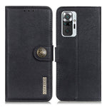 KHAZNEH Magnetic Buckle Design Wallet PU Leather Phone Stand Shell Case for Xiaomi Redmi Note 10 Pro