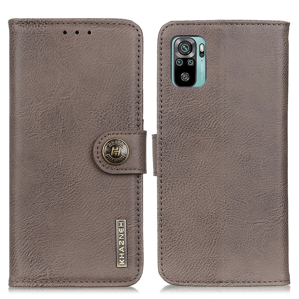 KHAZNEH Leather Phone Case Magnetic Clasp Wallet Stand for Xiaomi Poco M5s 4G / Redmi Note 10 4G / Note 10S 4G